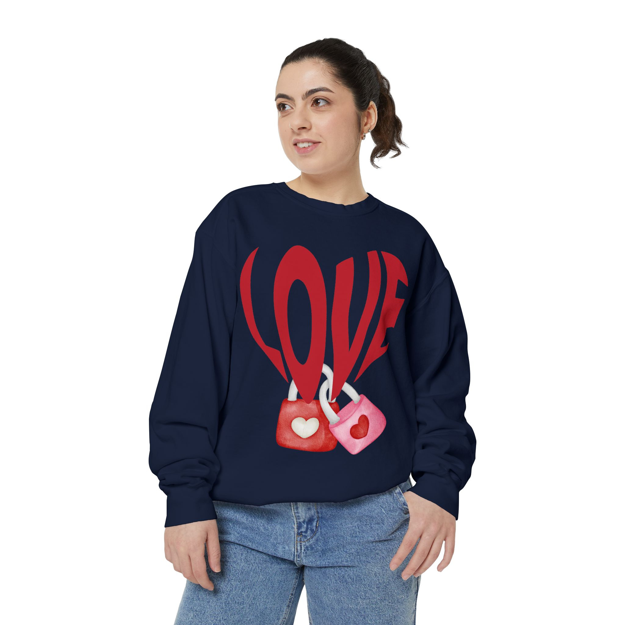 Heart Lollipops LOVE Sweatshirt Valentine s Day Graphic Candy Heart Design Romantic Gift