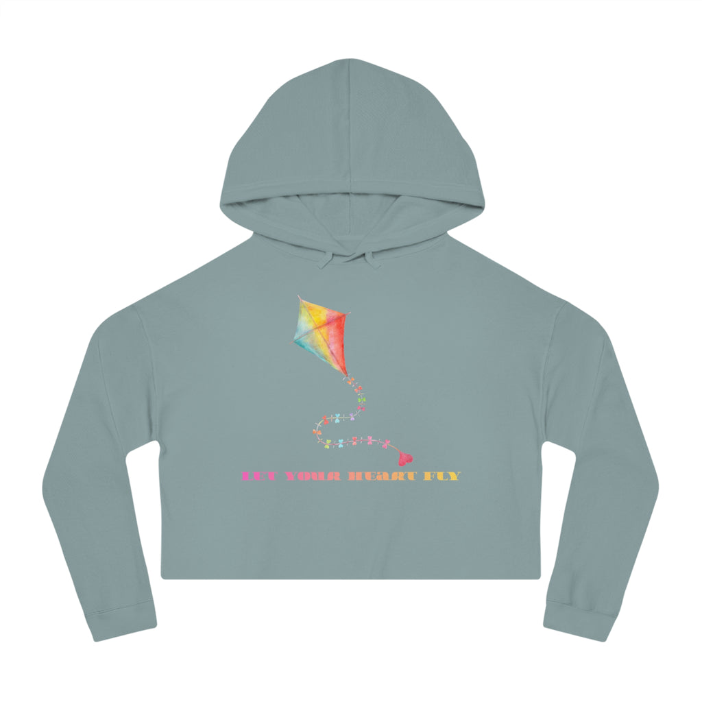 Let Your Heart Fly Women’s Cropped Hoodie | Cute Heart Graphic Sweatshirt