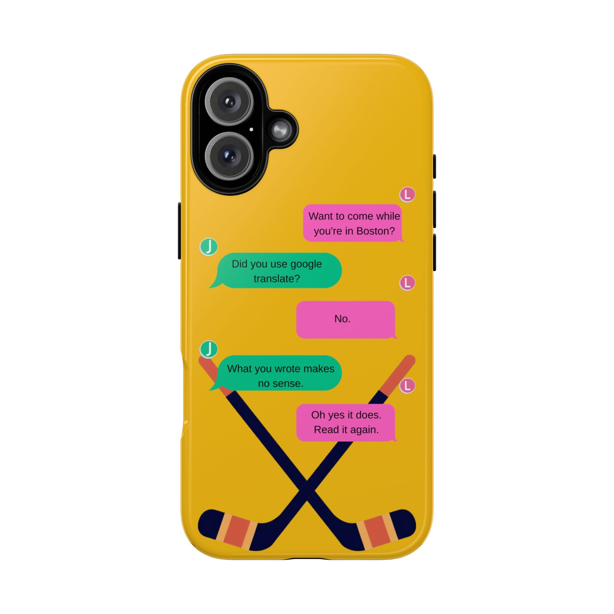 Heated Rivalry Inspired Hockey Text Message iPhone Case Tough Protective Romance Design