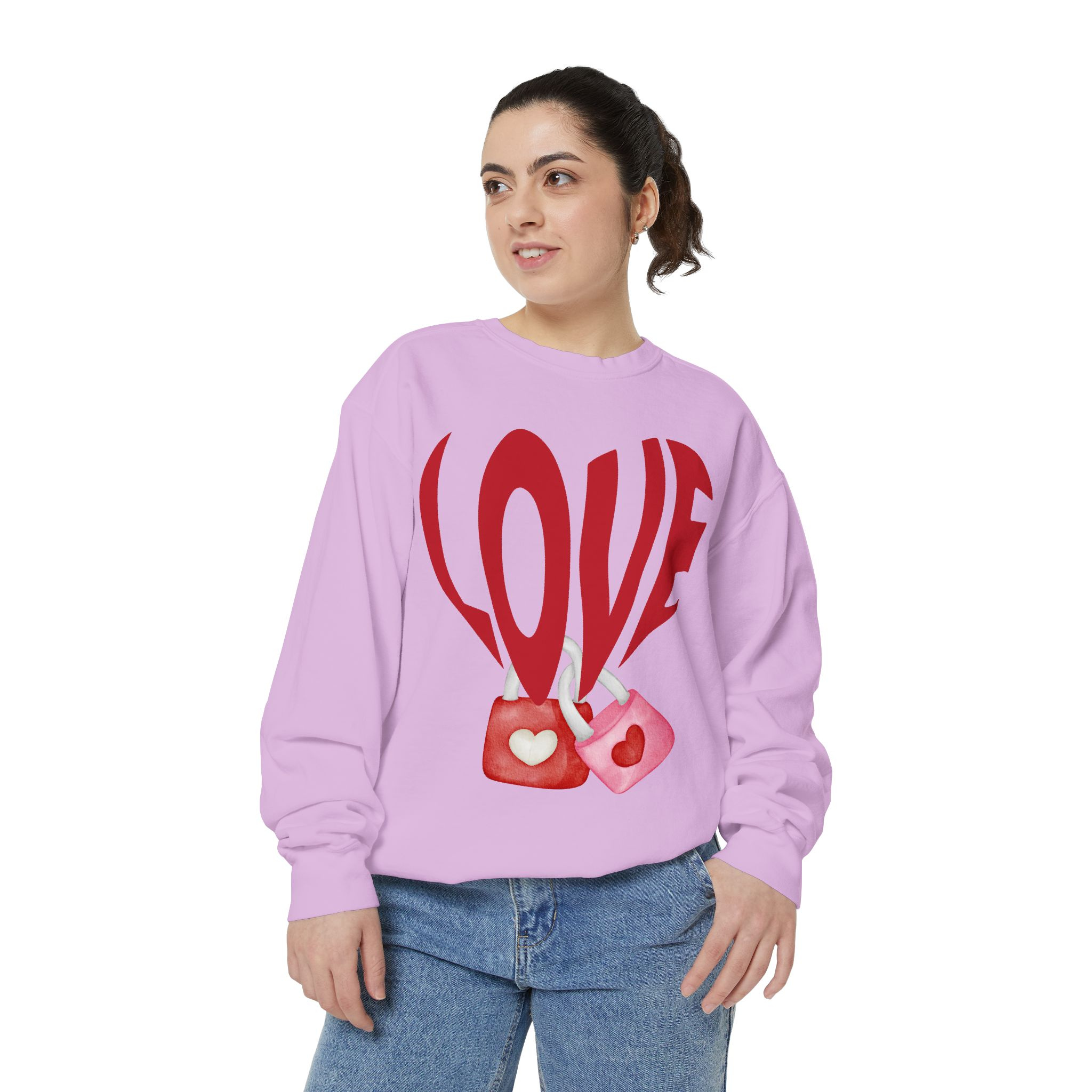 Heart Lollipops LOVE Sweatshirt Valentine s Day Graphic Candy Heart Design Romantic Gift