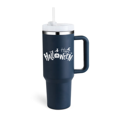 40 oz Insulated Tumbler with Handle & Straw – Spill-Proof Stainless Steel Travel Mug