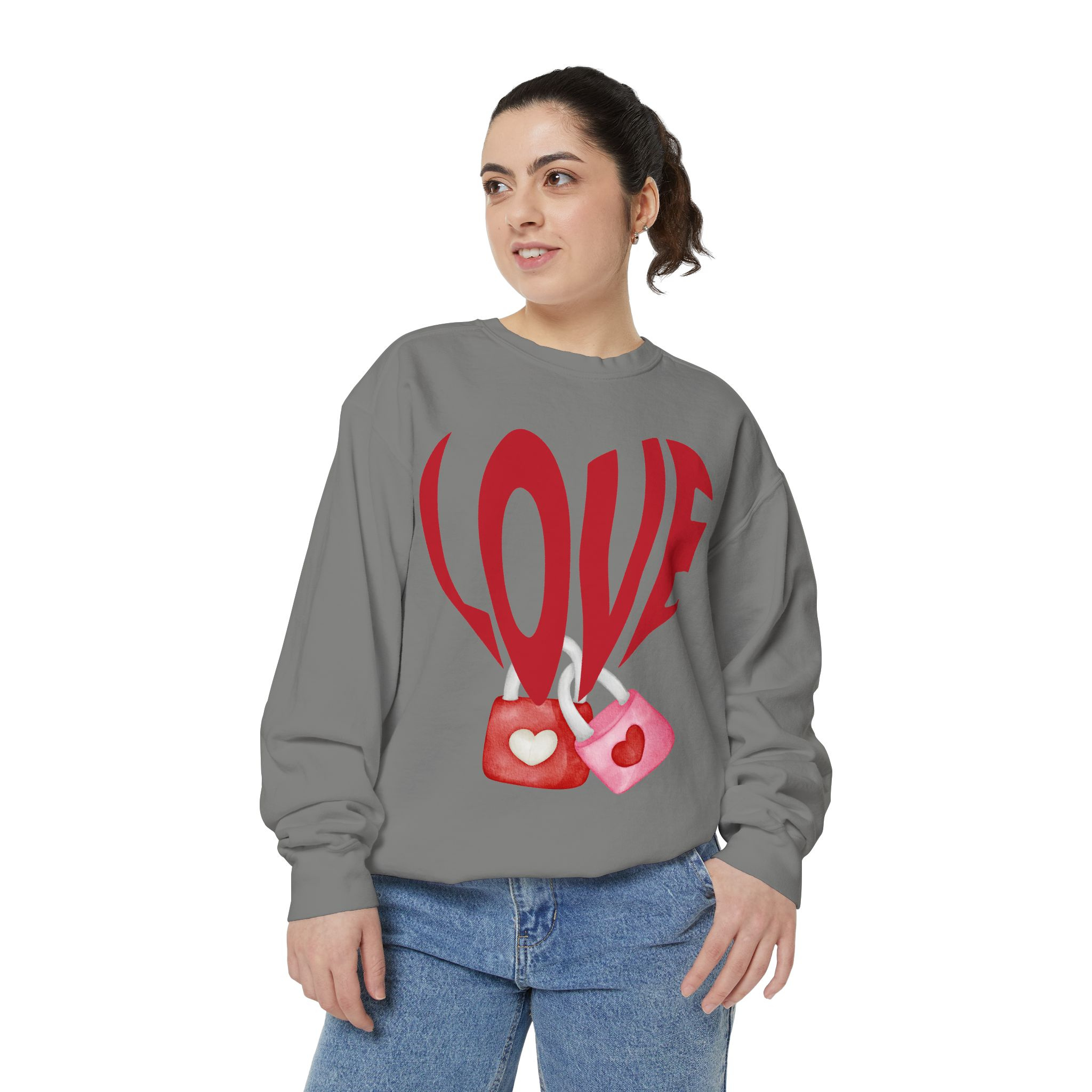 Heart Lollipops LOVE Sweatshirt Valentine s Day Graphic Candy Heart Design Romantic Gift