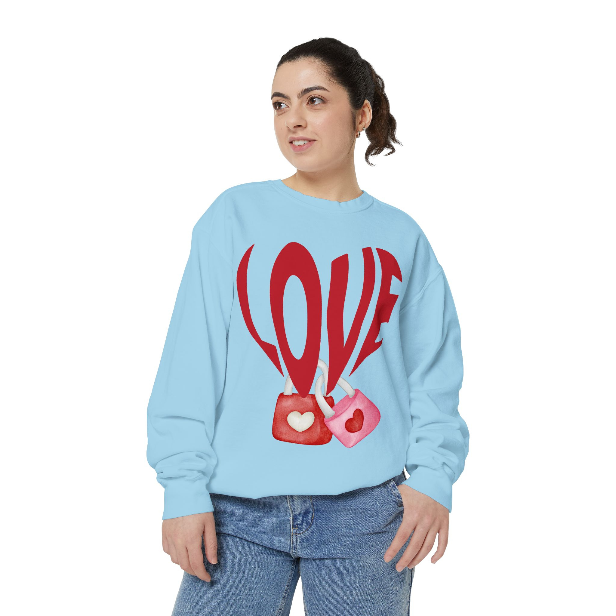 Heart Lollipops LOVE Sweatshirt Valentine s Day Graphic Candy Heart Design Romantic Gift