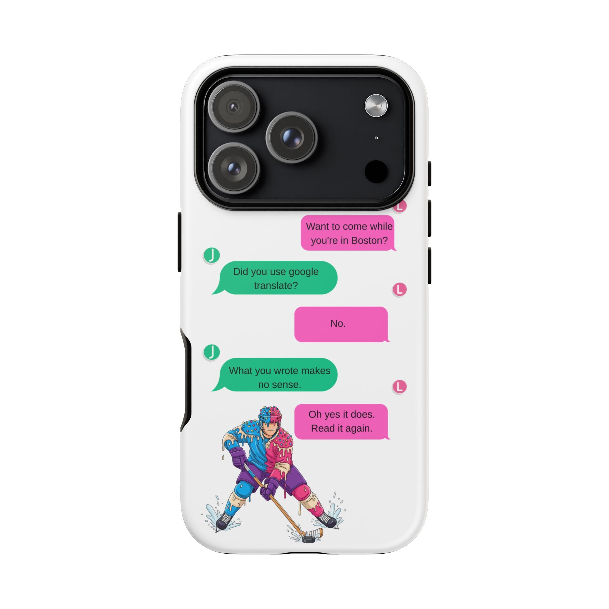 Heated Rivalry Inspired Hockey Text Message iPhone Case Tough Protective Romance Design