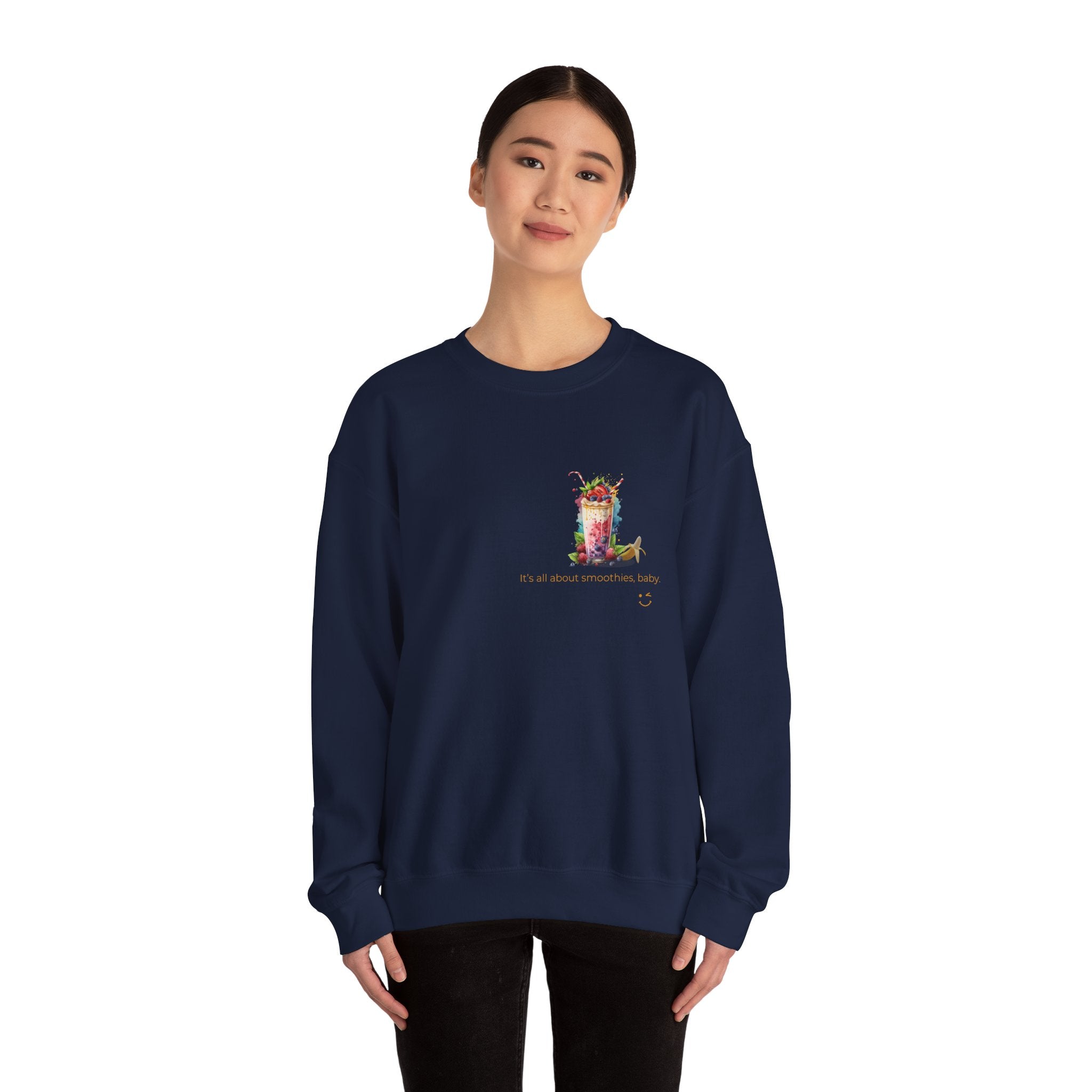 Banana Smoothie Graphic Sweatshirt with DTG Print Soft Cotton Crewneck