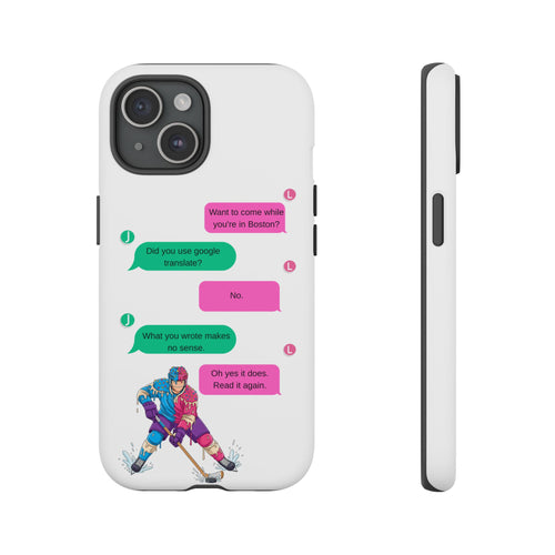 Heated Rivalry Inspired Hockey Text Message iPhone Case Tough Protective Romance Design