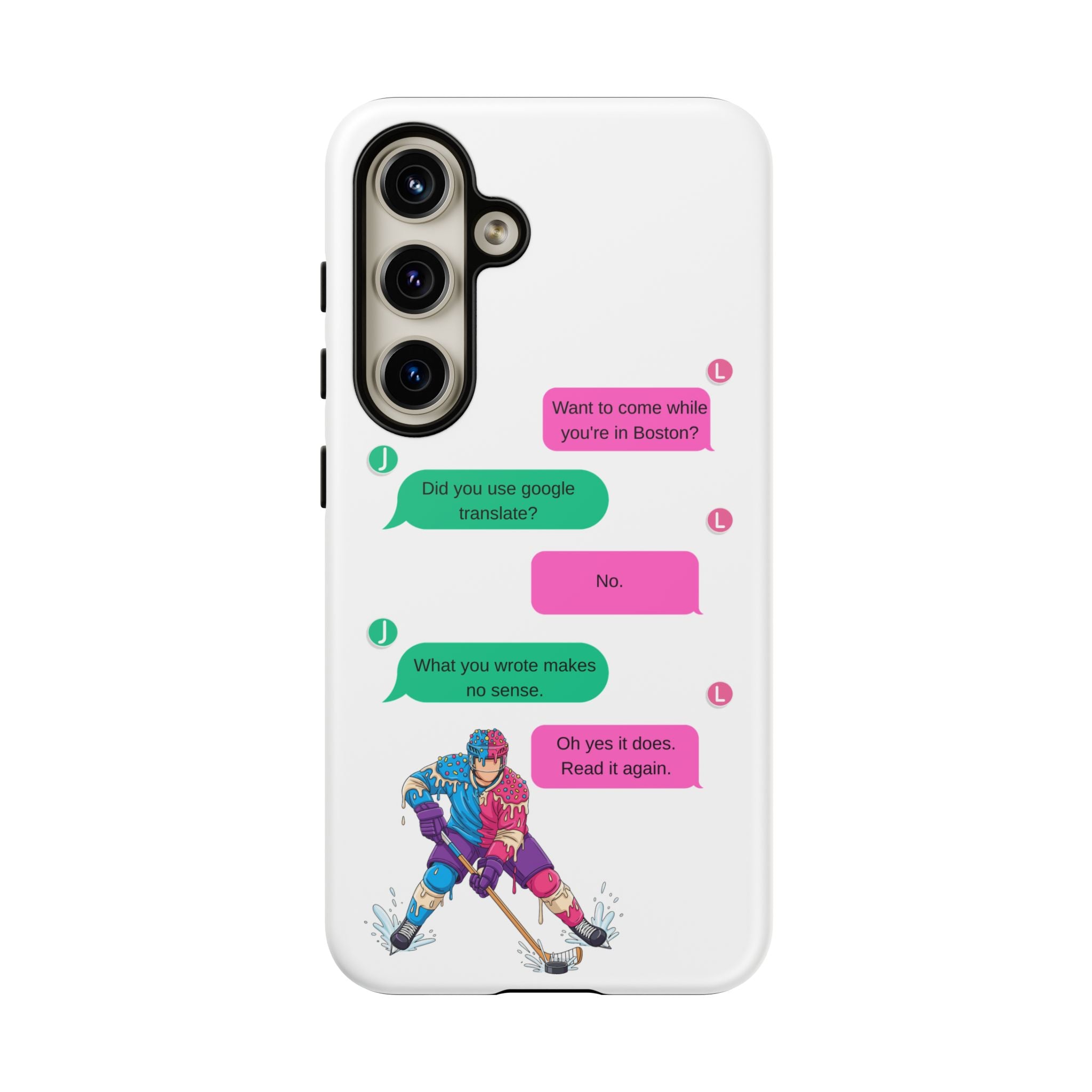 Heated Rivalry Inspired Hockey Text Message iPhone Case Tough Protective Romance Design