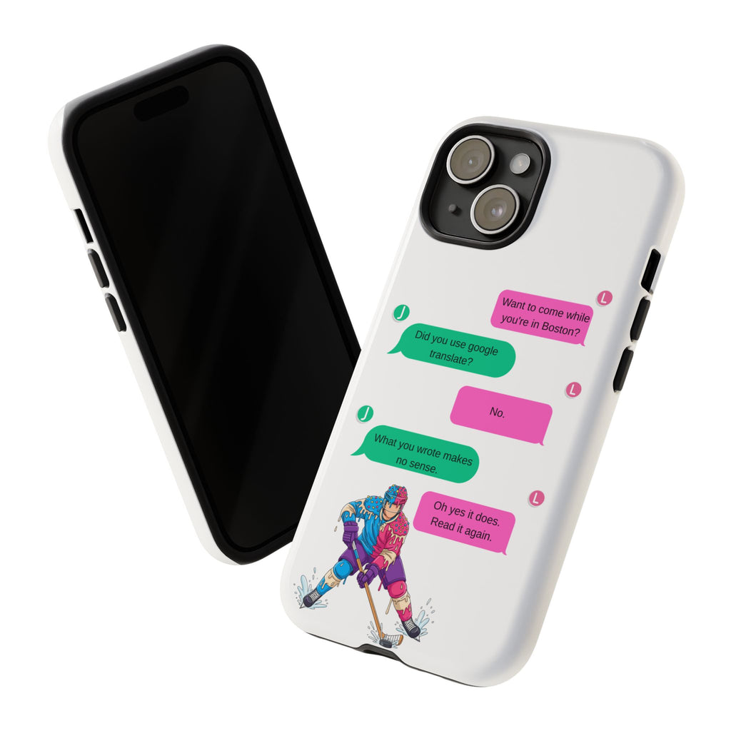 Heated Rivalry Inspired Hockey Text Message iPhone Case Tough Protective Romance Design