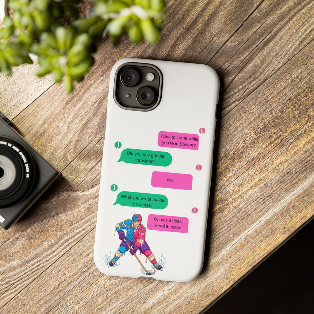 Heated Rivalry Inspired Hockey Text Message iPhone Case Tough Protective Romance Design