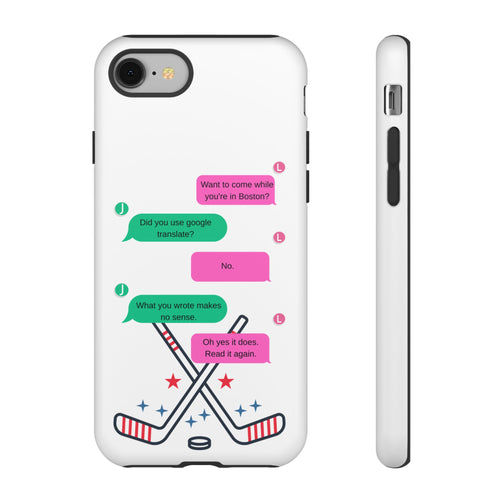 Heated Rivalry Inspired Hockey Text Message iPhone Case Tough Protective Romance Design