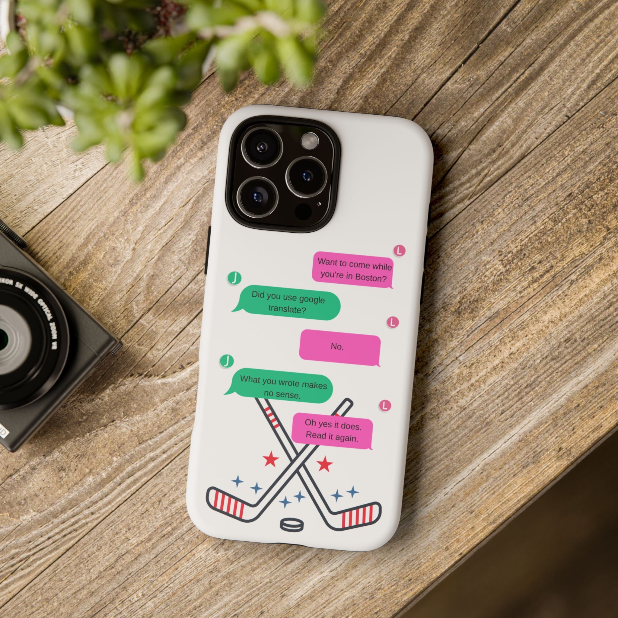 Heated Rivalry Inspired Hockey Text Message iPhone Case Tough Protective Romance Design