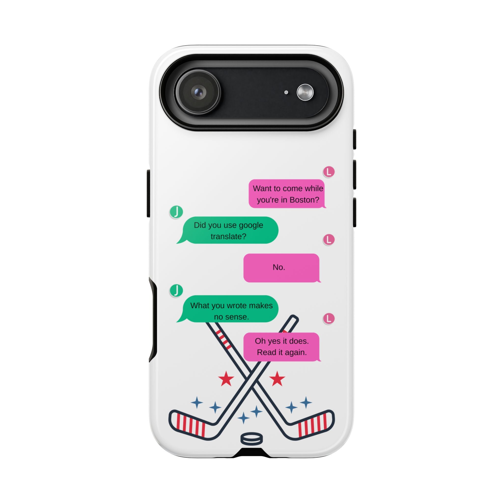 Heated Rivalry Inspired Hockey Text Message iPhone Case Tough Protective Romance Design