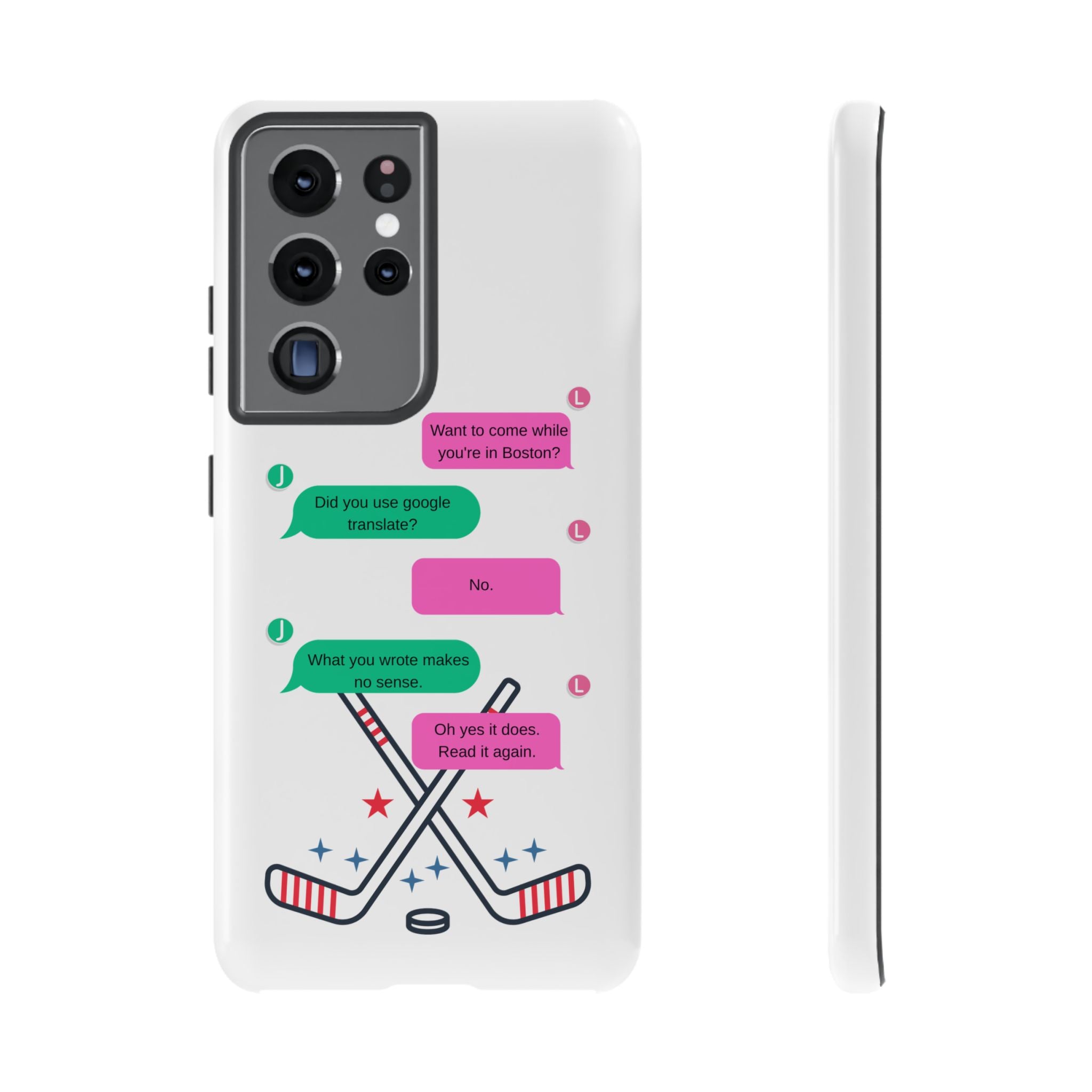Heated Rivalry Inspired Hockey Text Message iPhone Case Tough Protective Romance Design