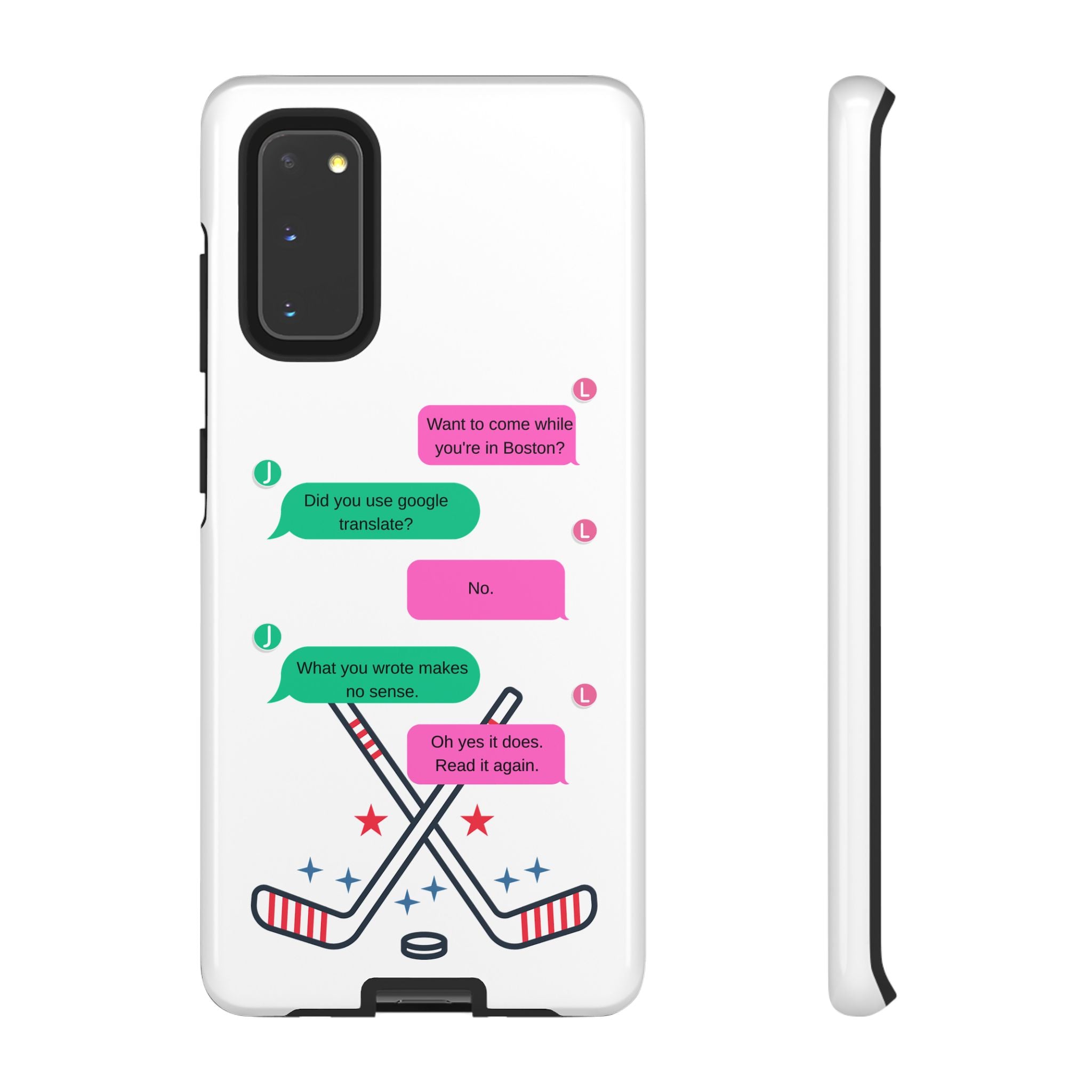 Heated Rivalry Inspired Hockey Text Message iPhone Case Tough Protective Romance Design