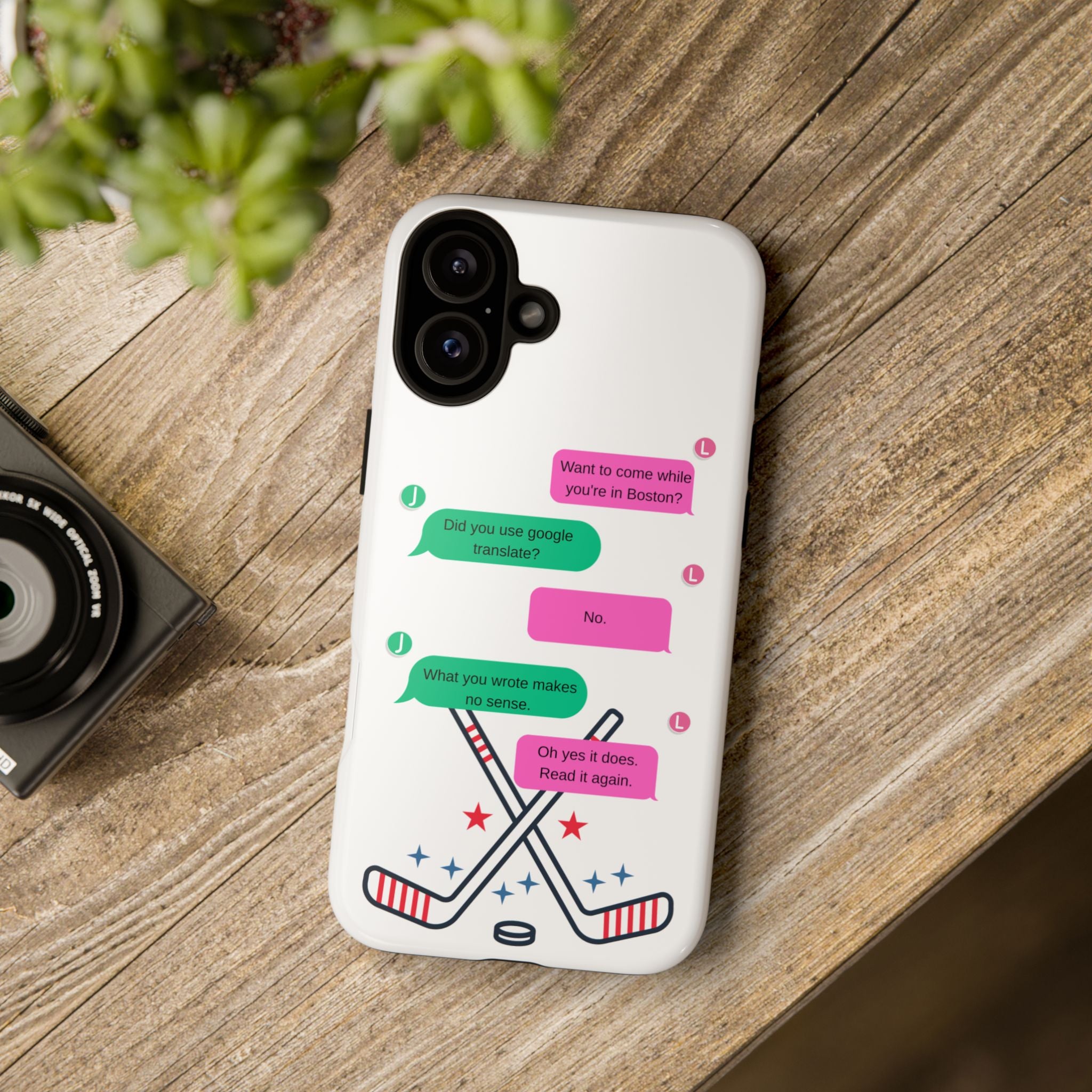 Heated Rivalry Inspired Hockey Text Message iPhone Case Tough Protective Romance Design