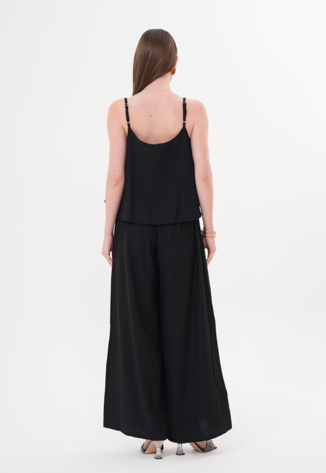Askılı Keten Crop Bluz