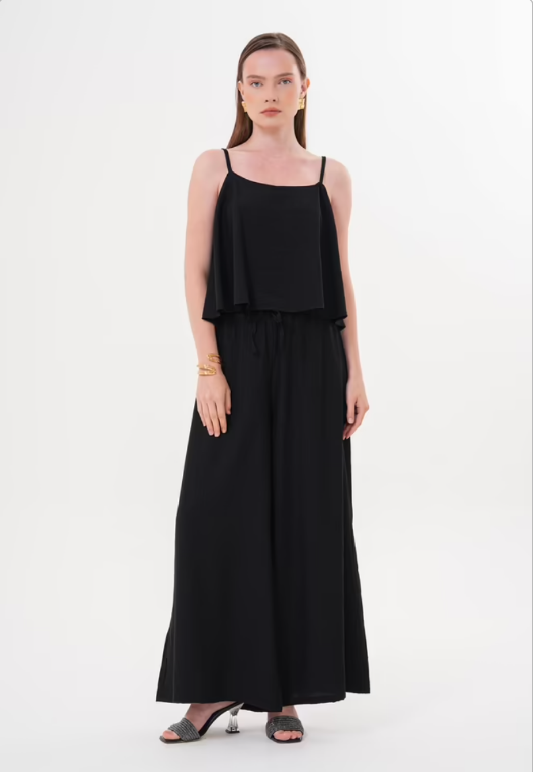 Askılı Keten Crop Bluz