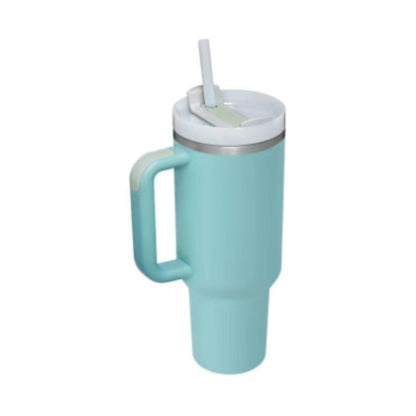 40 oz Insulated Tumbler with Handle & Straw – Spill-Proof Stainless Steel Travel Mug