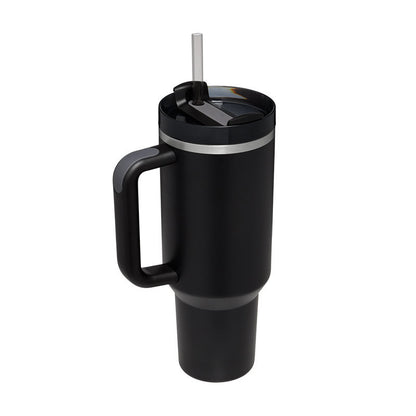 40 oz Insulated Tumbler with Handle & Straw – Spill-Proof Stainless Steel Travel Mug
