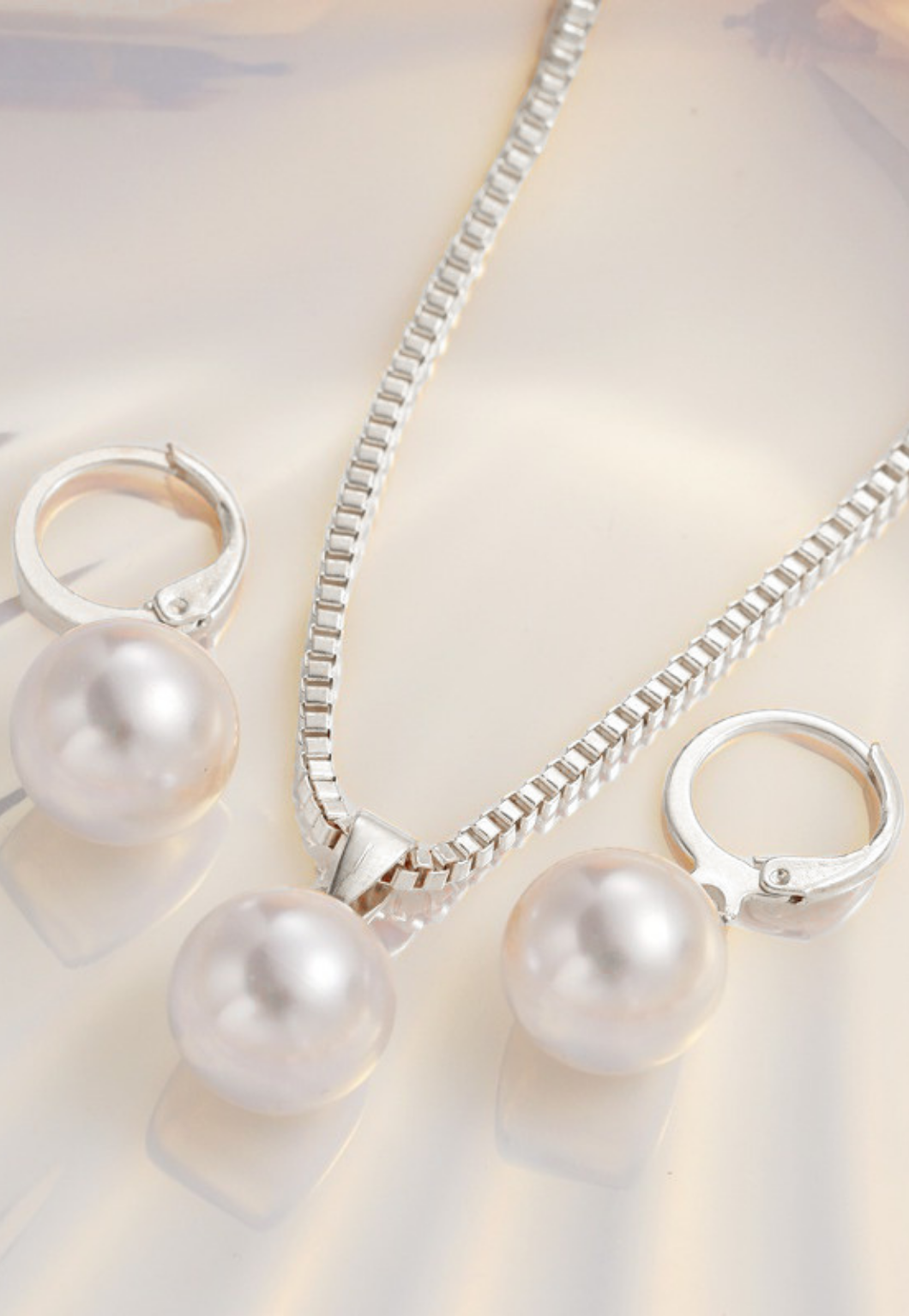 Geometric Earrings Set for Women with Imitation Pearl