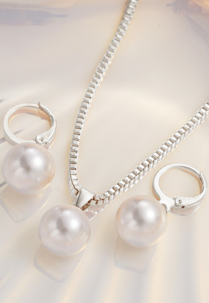 Geometric Earrings Set for Women with Imitation Pearl