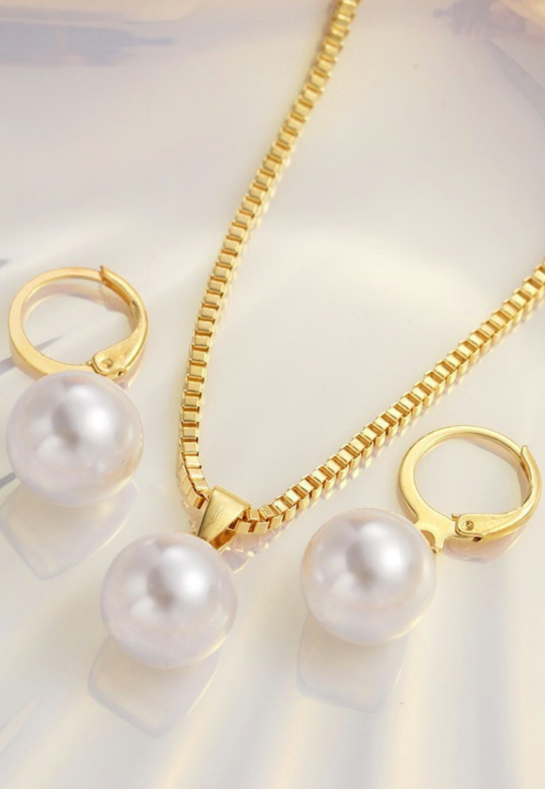 Geometric Earrings Set for Women with Imitation Pearl