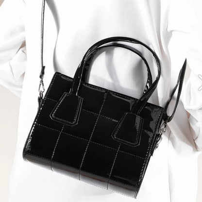 Black Patent Leather - Quilted Women's Hand and Shoulder Bag