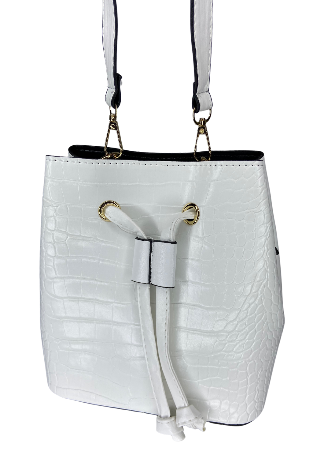 Women's White Crocodile Patterned Bag