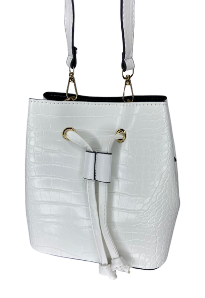 Women's White Crocodile Patterned Bag
