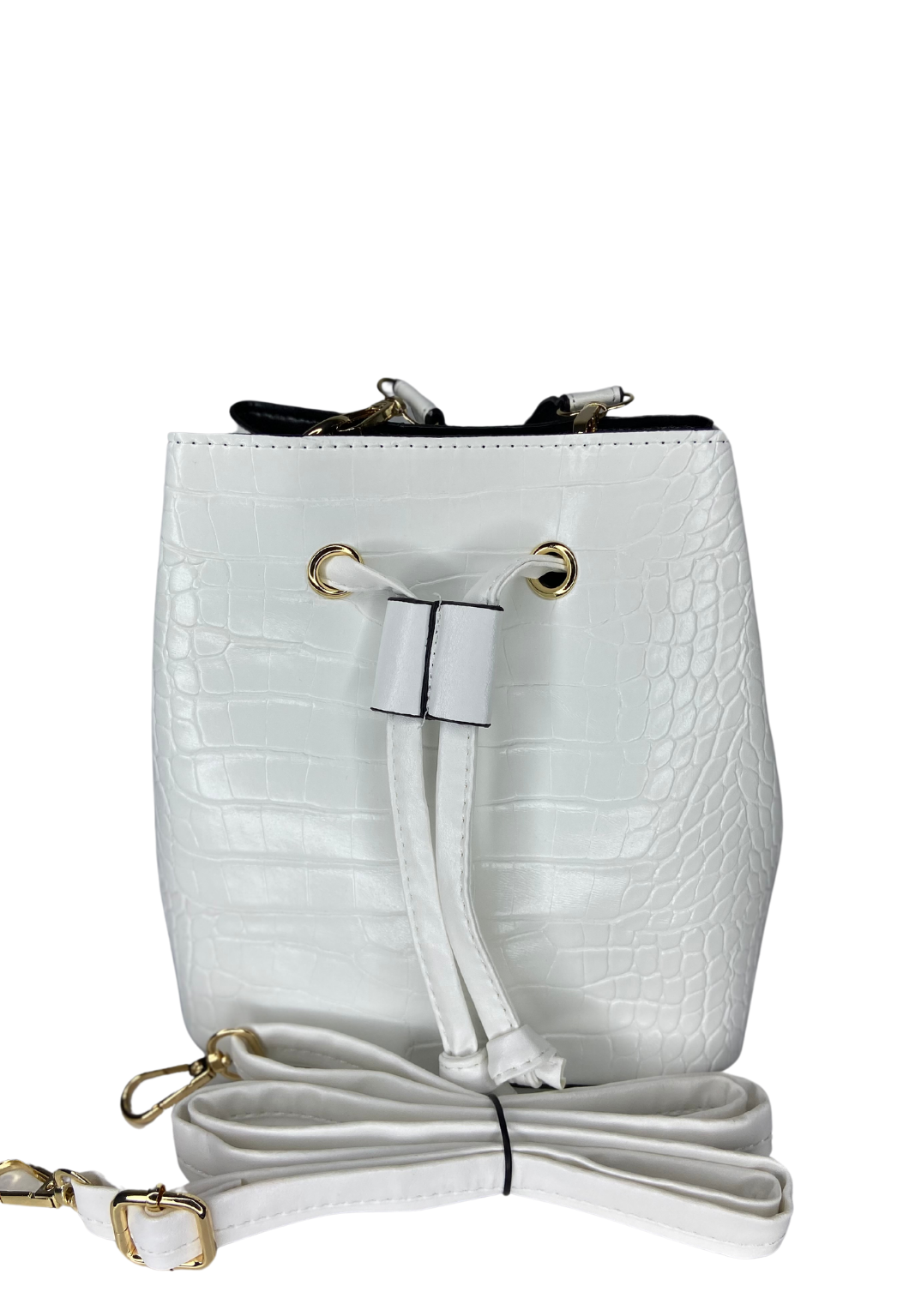 Women's White Crocodile Patterned Bag