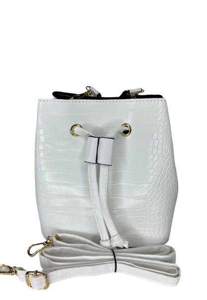 Women's White Crocodile Patterned Bag