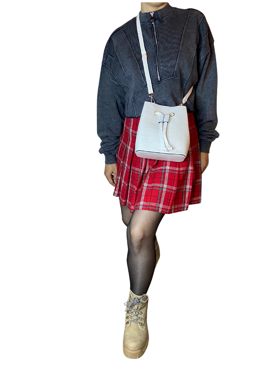 Women's White Crocodile Patterned Bag
