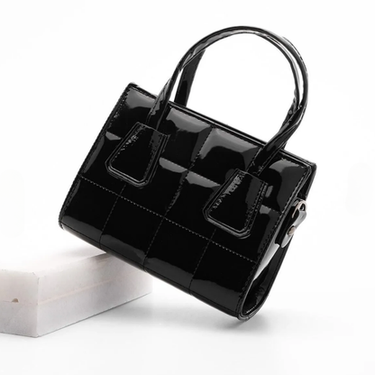 Black Patent Leather - Quilted Women's Hand and Shoulder Bag